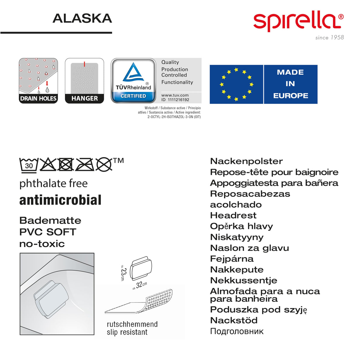 Resigilat|Spirella Alaska perna pentru cada, 8 ventuze, antibacteriana, antiderapanta, lavabila, taupe, 23 x 32 cm