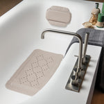 Resigilat|Spirella Alaska perna pentru cada, 8 ventuze, antibacteriana, antiderapanta, lavabila, taupe, 23 x 32 cm
