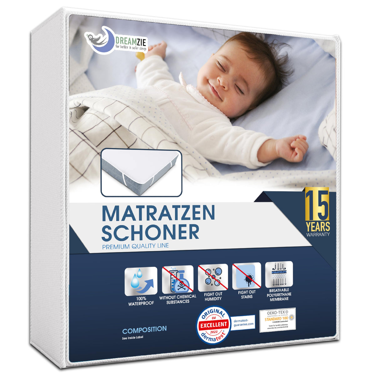 Resigilat|Dreamzie protectie impermeabila pentru saltea patut bebe, 70 x 140 cm, bumbac