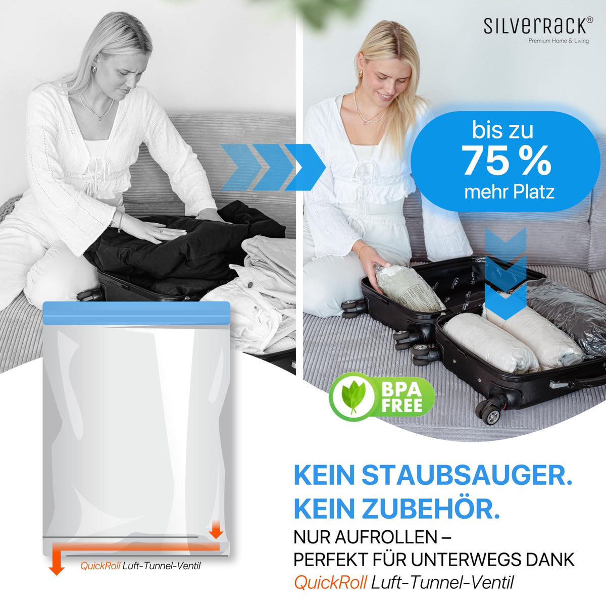 Resigilat|SilverRack 8 Pungi Vacuum pentru Haine si Calatorii, 40 x 60 cm, Mari