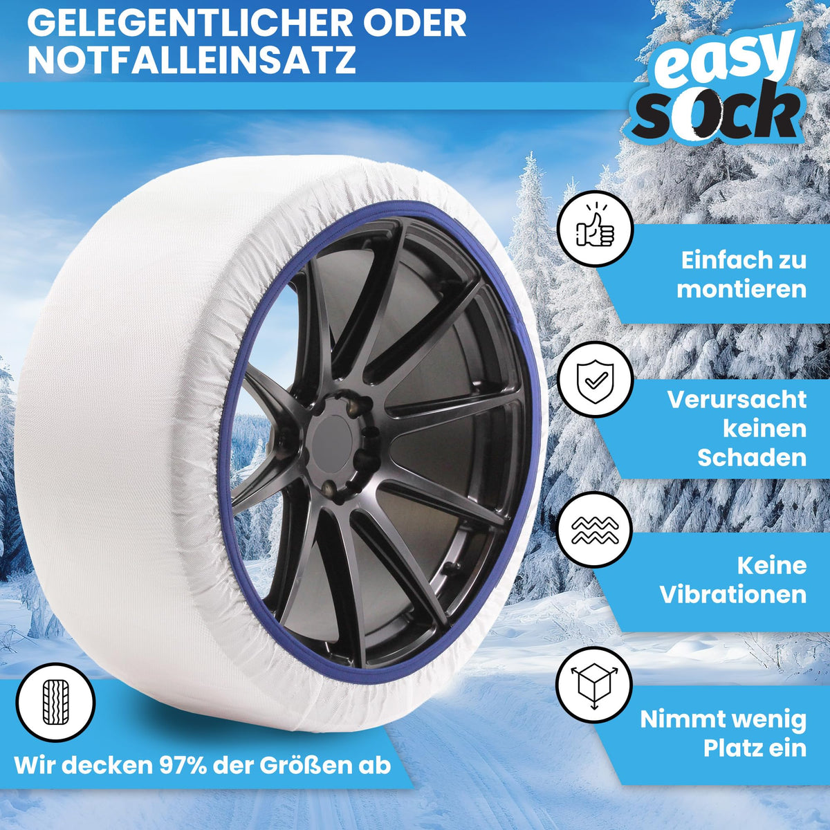 Resigilat| Lanturi de zapada textile marimea M, R13-R19 EasySock CAD8014