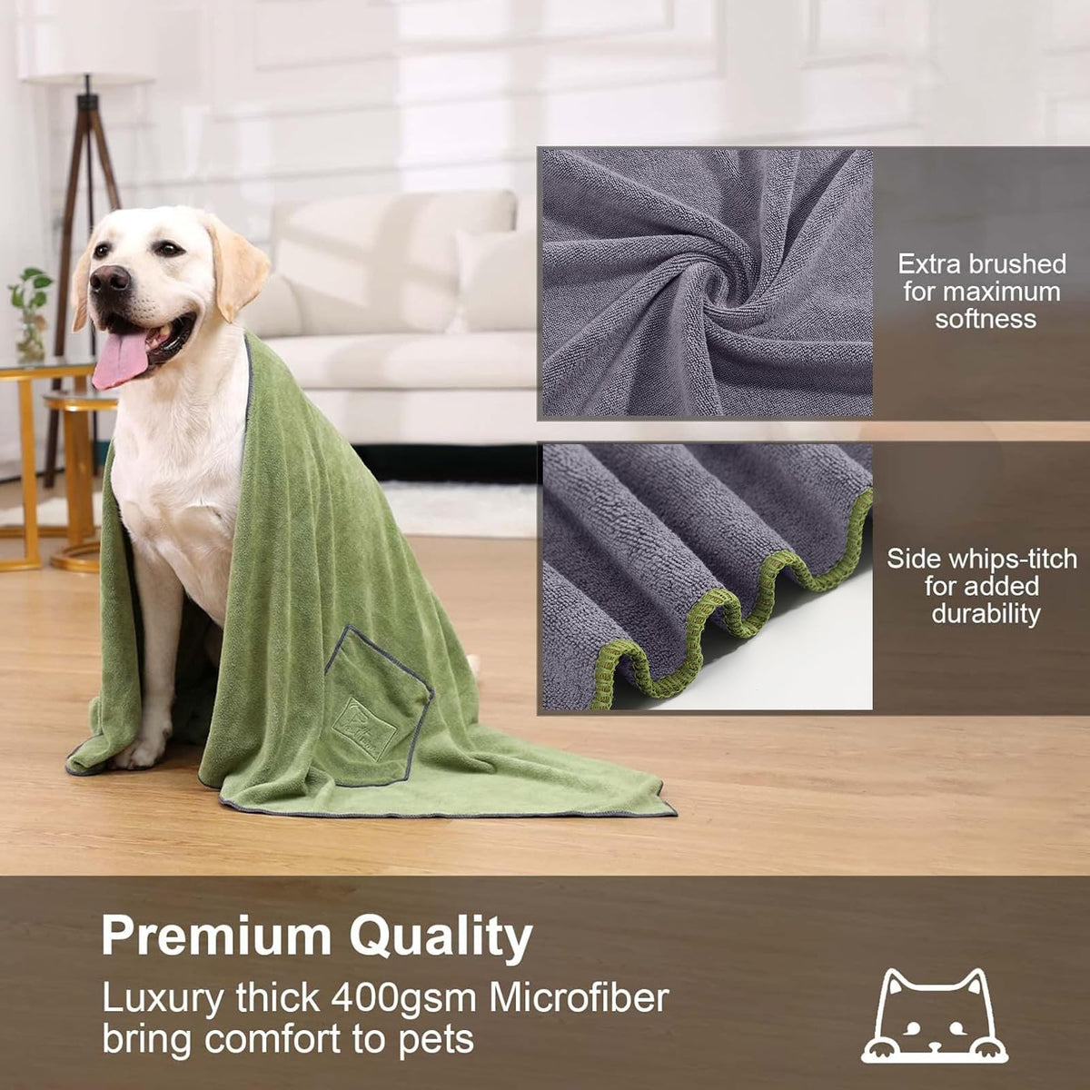 Resigilat|PETTOM Prosoape pentru Caini, 2 Bucati, Microfibra, 130 x 75 cm, Prosoape pentru Uscarea Cainilor