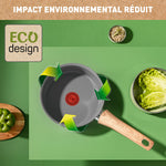 Resigilat|Tefal Renew cratita cu coada, 20 cm, ceramica, invelis antiaderent, aspect de lemn