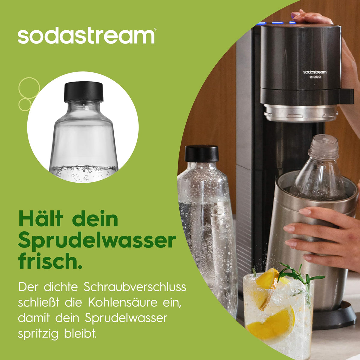 Resigilat|SodaStream DUO, set 2 sticle din sticla de 1 L, compatibile cu aparatele DUO si E-DUO
