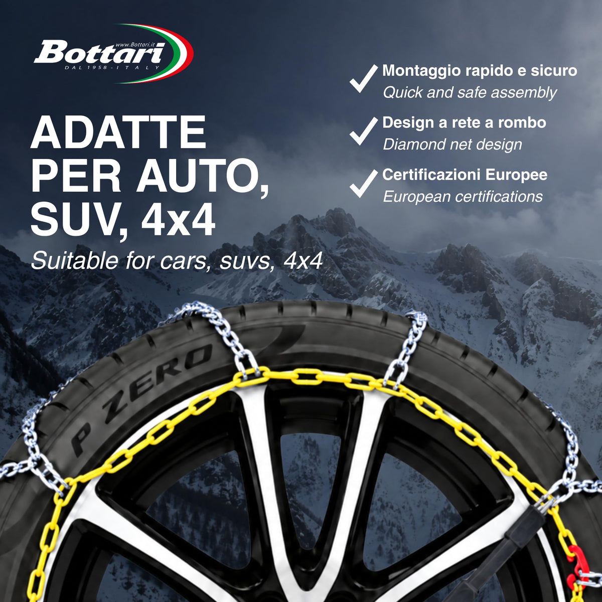 Bottari 18832: Lanțuri de zăpadă „Rapid T2”, 9 mm, mărimea 120, ÖNORM
