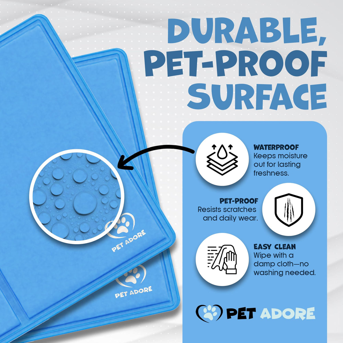 Resigilat|PET ADORE covoras racoritor pentru caini si pisici, spuma groasa, gel cu suport, auto-racire, material Oxford 450 microni, 65 x 50 cm