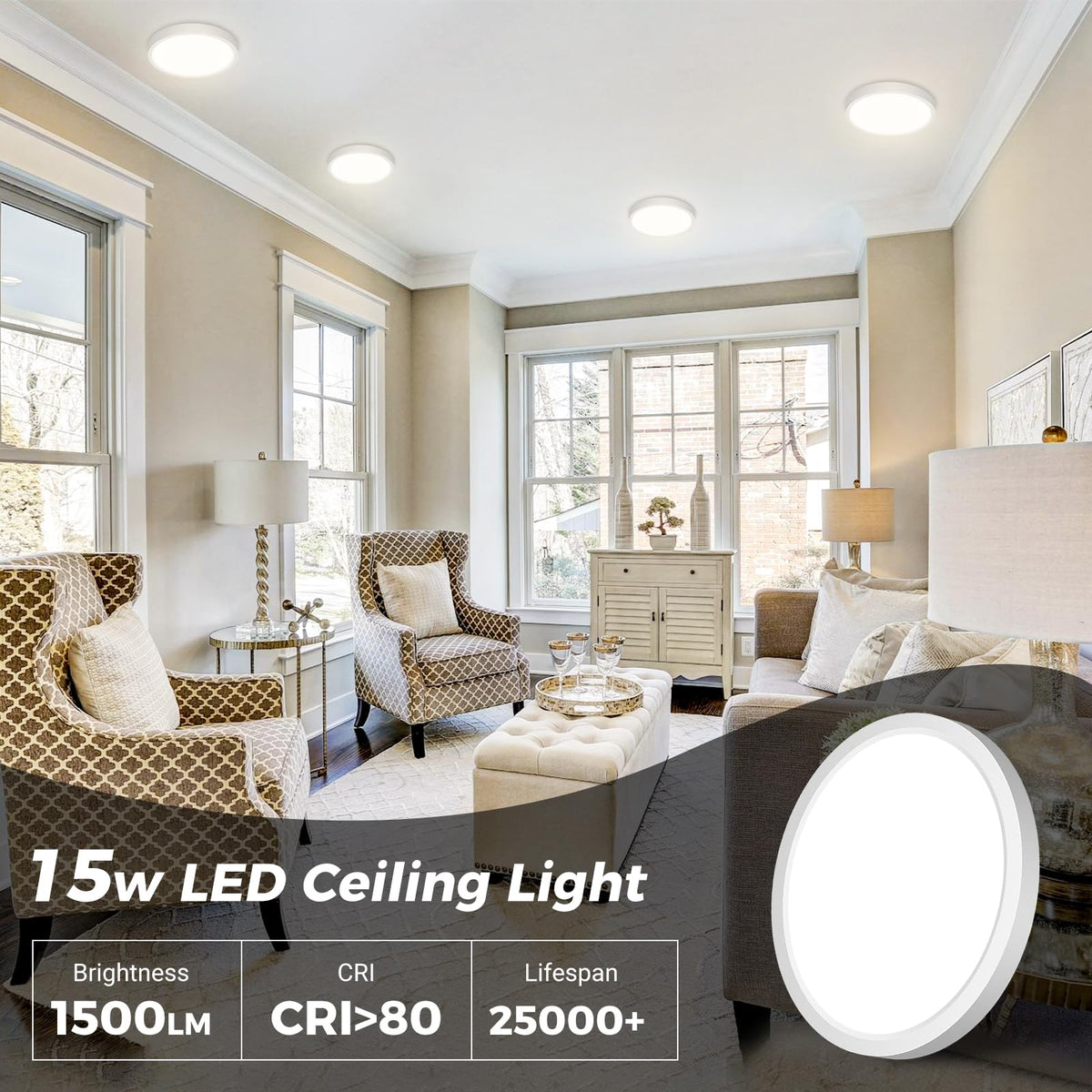 Resigilat|Slochi lampa LED de tavan, 12W, 1600lm, 3000K/4000K/6500K, IP44 impermeabila, alba, Ø16 cm, pentru interior