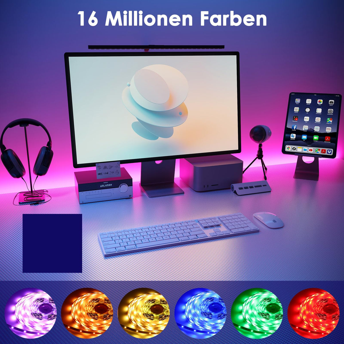 Resigilat|HOVVIDA banda LED RGB 5 m, 30 LED/m, 150 LED, control prin aplicatie si telecomanda, mod muzica si temporizator