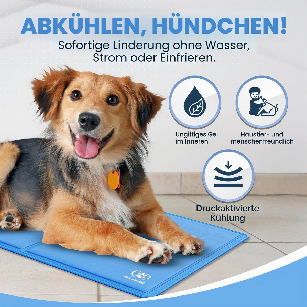 Resigilat|PET ADORE covoras racoritor pentru caini si pisici, spuma groasa, gel cu suport, auto-racire, material Oxford 450 microni, 65 x 50 cm