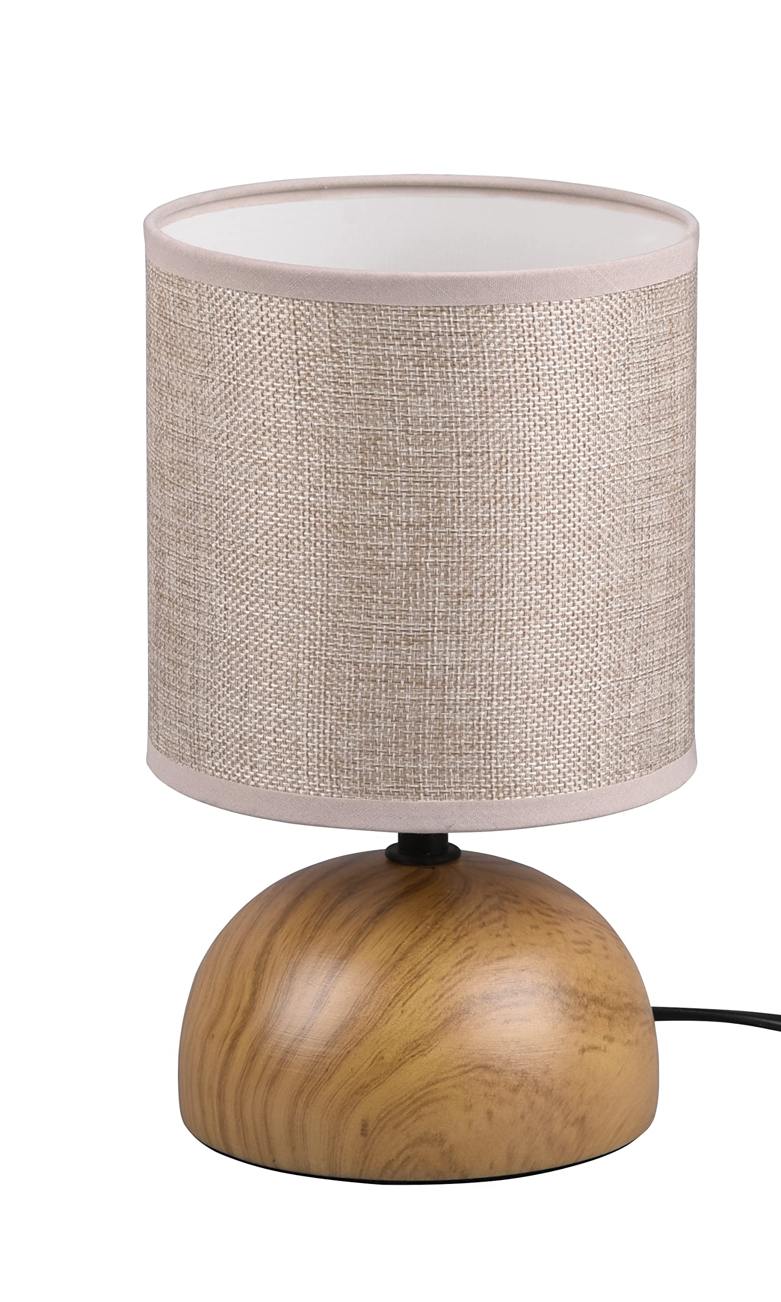 Resigilat|Reality Leuchten Luci R50351035 lampa de masa, baza ceramica aspect lemn, abajur textil bej, 1x E14