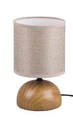 Resigilat|Reality Leuchten Luci R50351035 lampa de masa, baza ceramica aspect lemn, abajur textil bej, 1x E14