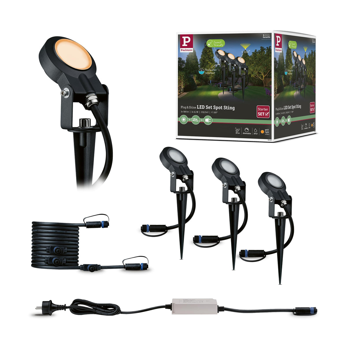 Resigilat|Paulmann Plug & Shine LED spot de gradina Sting, set, antracit