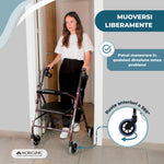 Mobiclinic®, Deambulatore per Anziani, Pieghevole, Regolabile in Altezza, Freni Manuali e Bloccabili, Fino a 110 Kg, con Cestino e Sedile, Leggero, Resistente, Alluminio, Bordeaux, Escorial