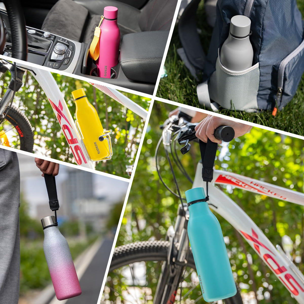 Resigilat|BJPKPK sticla termoizolanta din inox, 750 ml, cu curea de transport, fara BPA, etansa, reutilizabila, verde macaron