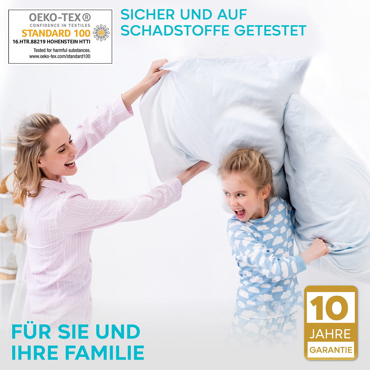 Resigilat|Set 2 protectii impermeabile pentru perna 60 x 60 cm, cu fermoar, certificat Oeko-Tex, tehnologie Twinzen, albe
