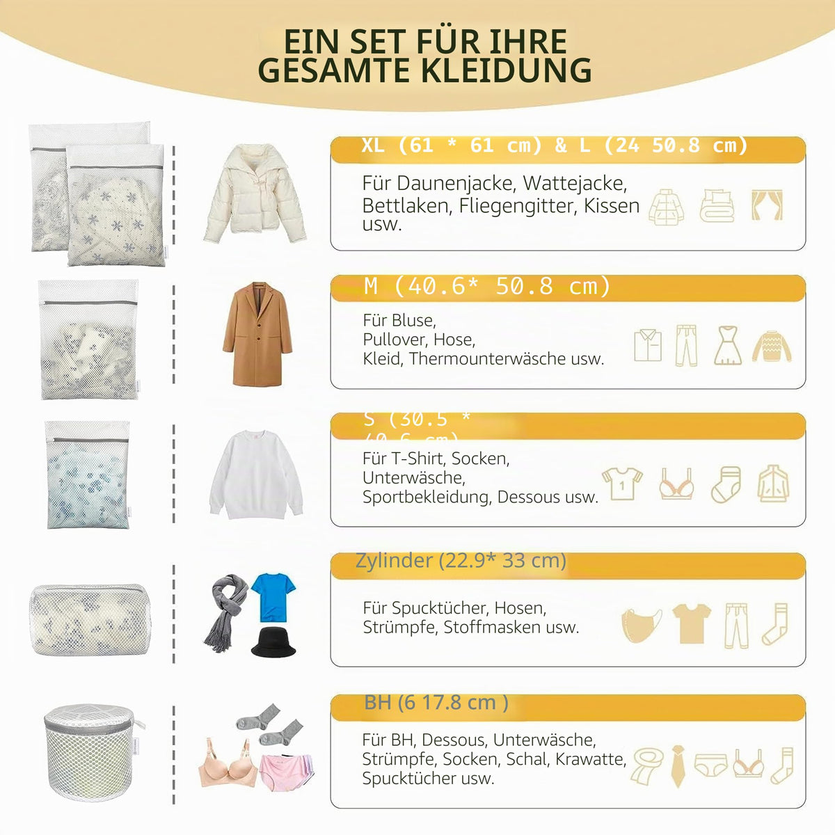 Resigilat|Set 3 saci premium pentru rufe delicate, structura tip fagure, cu fermoar, 60 x 60 cm, 3XL, albi