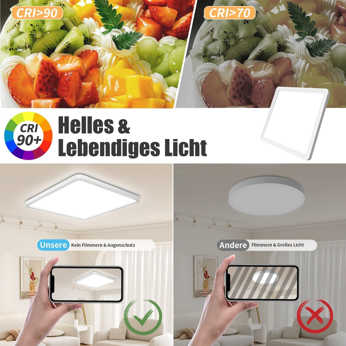 Resigilat|Seruno X lampa LED de tavan 24W, 3200lm, 3000K/4000K/6000K, IP54, ultra-subtire, patrata, Ø29cm, pentru baie si interior