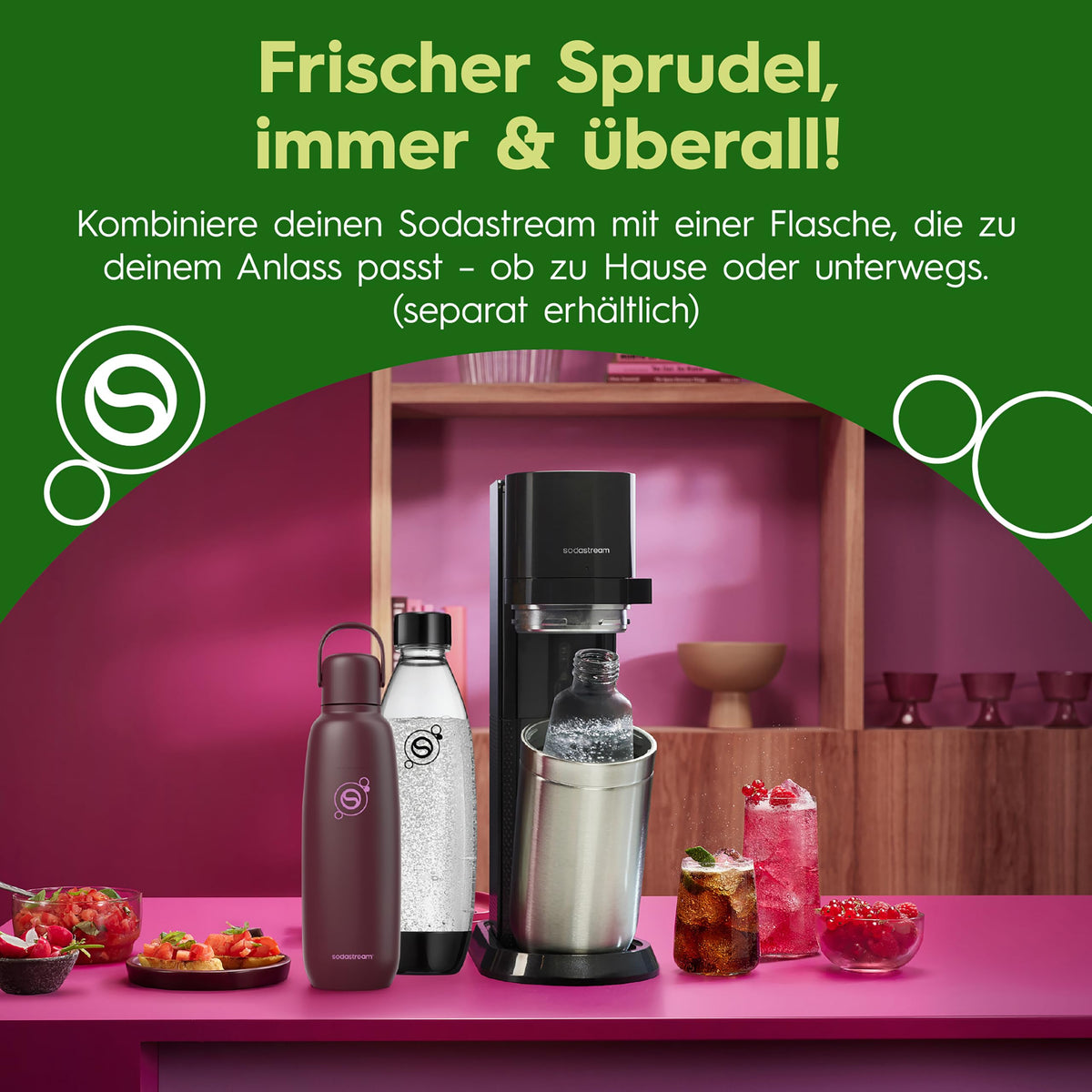 Resigilat|SodaStream DUO, set 2 sticle din sticla de 1 L, compatibile cu aparatele DUO si E-DUO