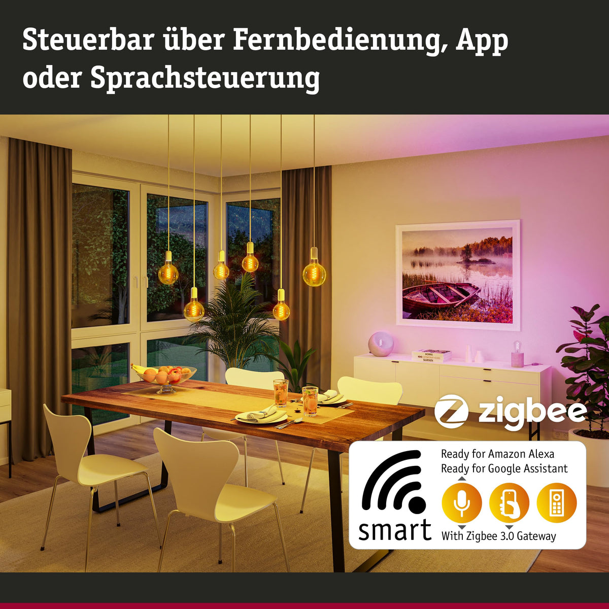 Resigilat|Paulmann 29162 Filament Smart Home Zigbee LED G125 E27, 470lm, 6,3W, RGBW+, dimmabil, auriu