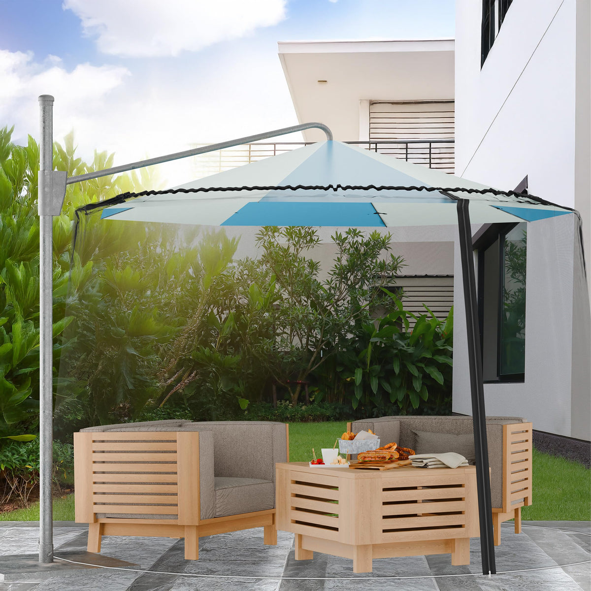 Resigilat|Relaxdays plasa anti-insecte pentru umbrela de soare, 250-300 cm, usa cu fermoar, protectie impotriva insectelor, poliester, neagra