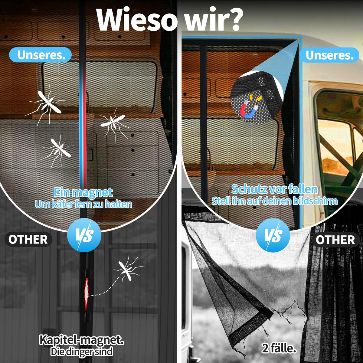 Resigilat|Plasa anti-tantari magnetica pentru usa glisanta VW T5 T6, plasa fina pentru insecte, protectie solara si ventilatie