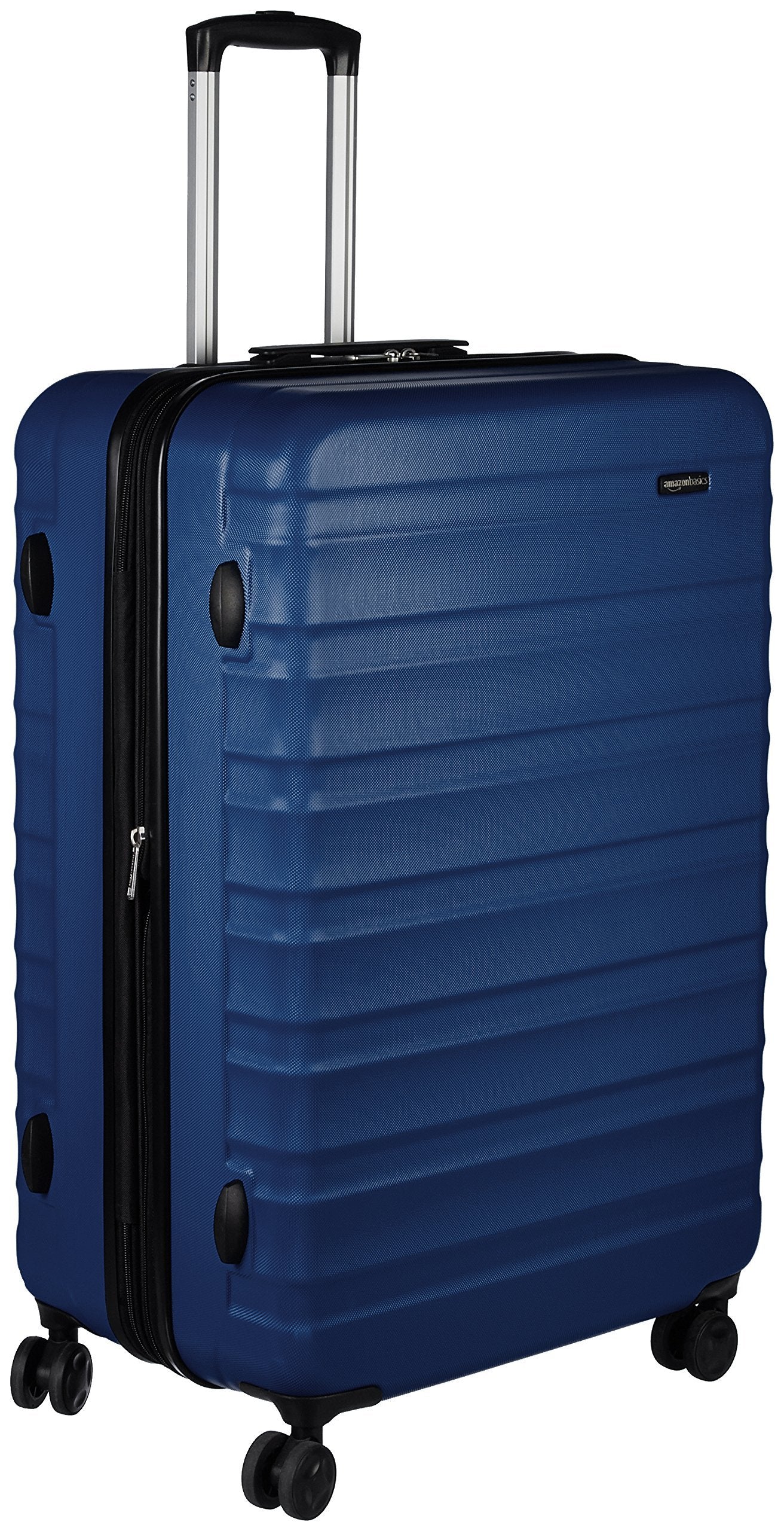 Amazon Basics Hartschalen-Koffer Groß - Erweiterbares ABS-Reisegepäck mit 4 Doppel-Spinnerrädern - Kratzfest und Leicht - 78 x 52,6 x 32cm - Marineblau