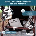 Mobiclinic®, Deambulatore per Anziani, Pieghevole, Regolabile in Altezza, Freni Manuali e Bloccabili, Fino a 110 Kg, con Cestino e Sedile, Leggero, Resistente, Alluminio, Bordeaux, Escorial